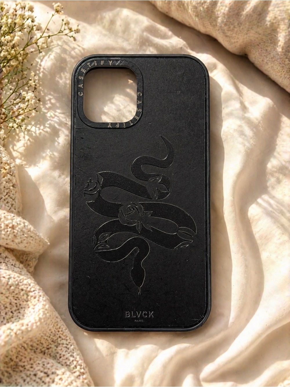 Casetify Black BLVCK Snake Embossed iPhone Case 12